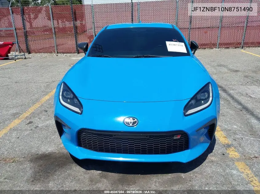 2022 Toyota Gr86 Premium VIN: JF1ZNBF10N8751490 Lot: 45387354