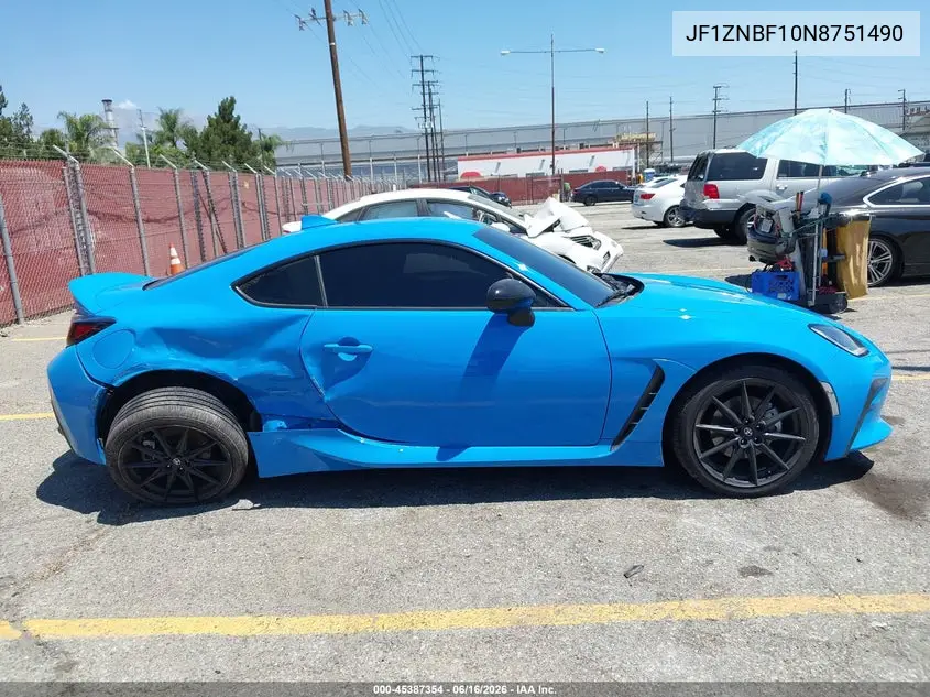 2022 Toyota Gr86 Premium VIN: JF1ZNBF10N8751490 Lot: 45387354