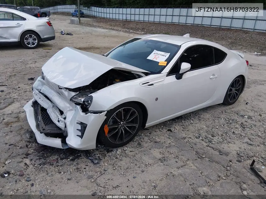 2017 Toyota 86 VIN: JF1ZNAA16H8703322 Lot: 45513484