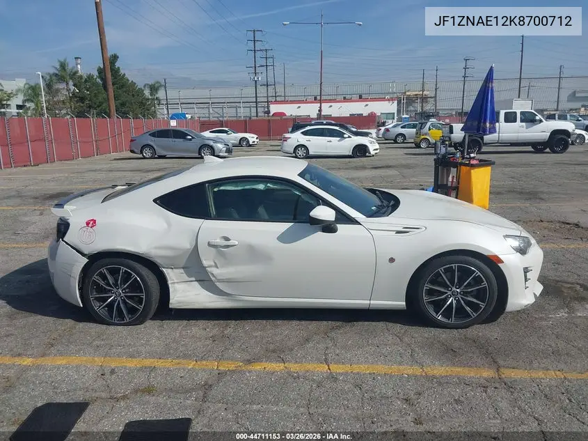 2019 Toyota 86 Gt VIN: JF1ZNAE12K8700712 Lot: 44711153
