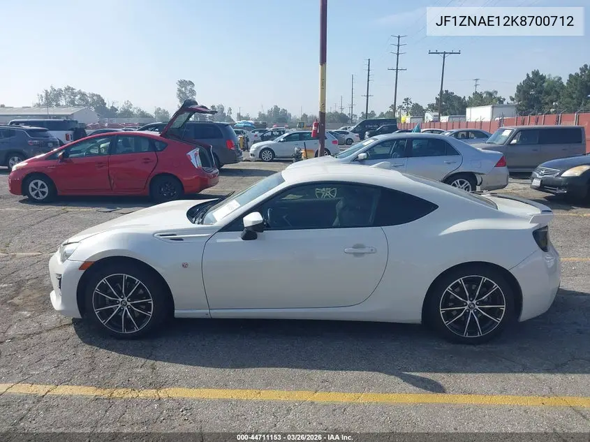 2019 Toyota 86 Gt VIN: JF1ZNAE12K8700712 Lot: 44711153