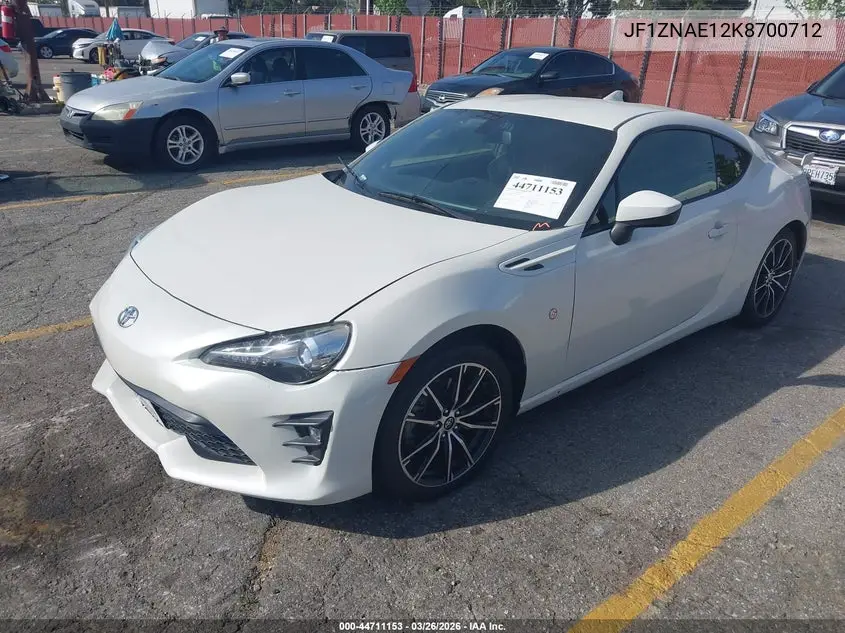2019 Toyota 86 Gt VIN: JF1ZNAE12K8700712 Lot: 44711153