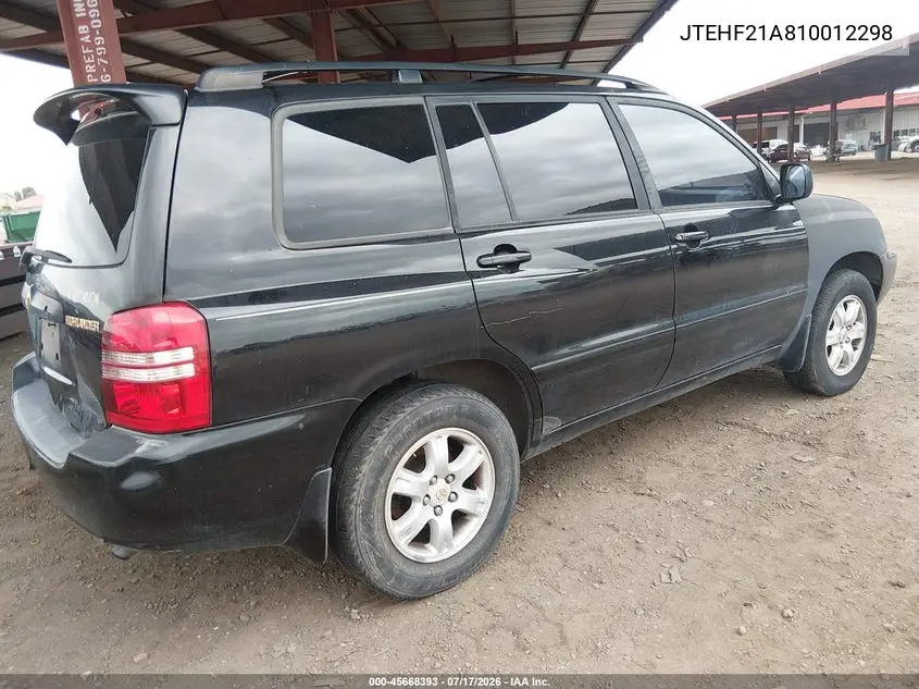 2001 Toyota Highlander V6 VIN: JTEHF21A810012298 Lot: 45668393