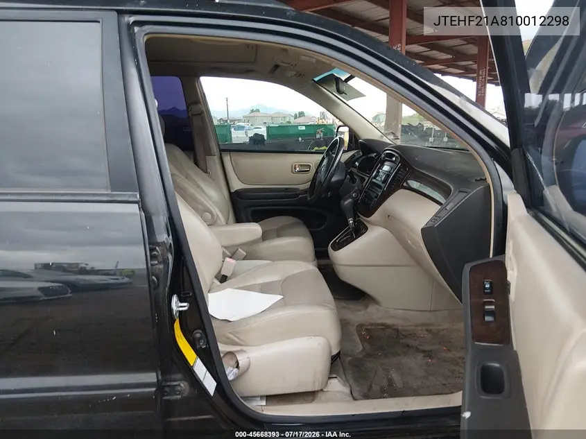 2001 Toyota Highlander V6 VIN: JTEHF21A810012298 Lot: 45668393