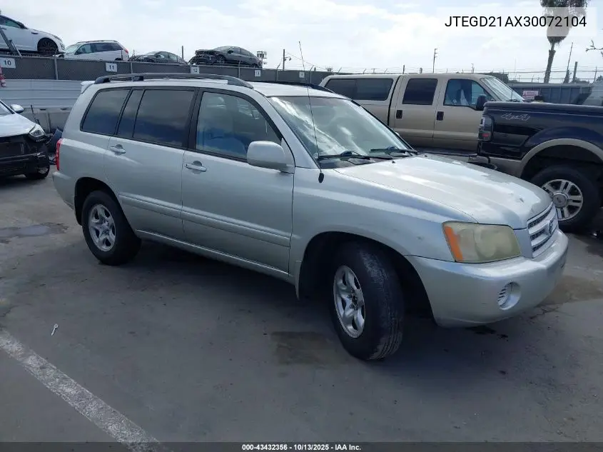 JTEGD21AX30072104 2003 Toyota Highlander