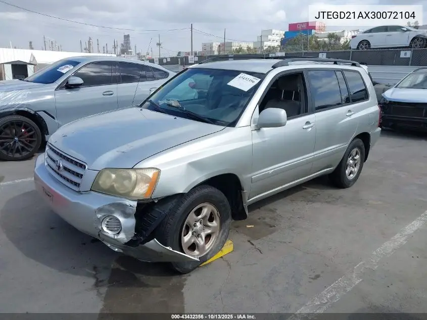 JTEGD21AX30072104 2003 Toyota Highlander