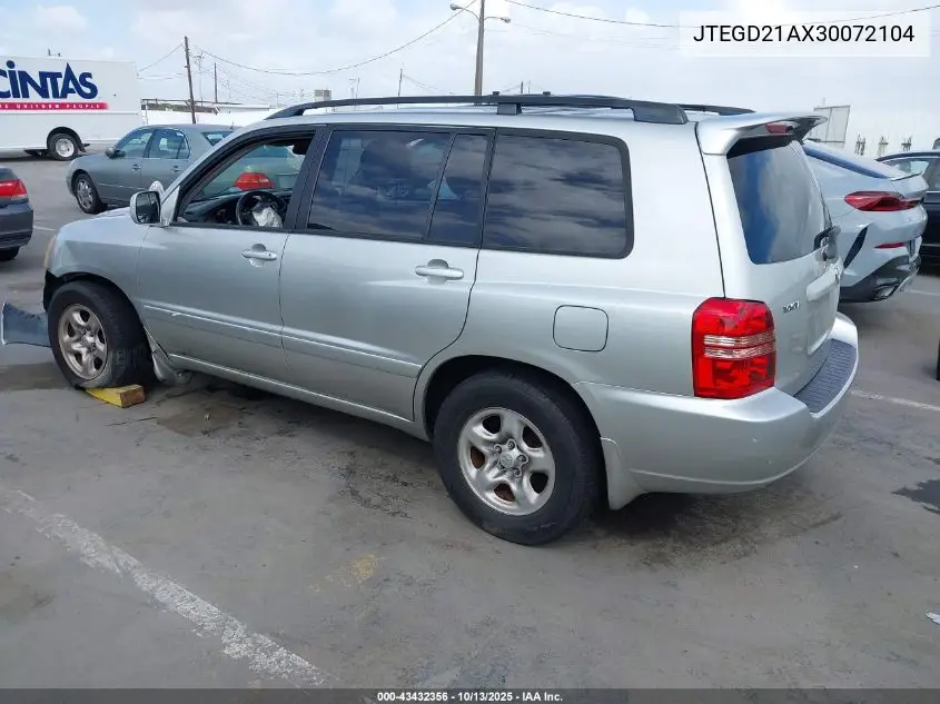 JTEGD21AX30072104 2003 Toyota Highlander
