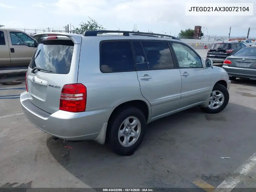 JTEGD21AX30072104 2003 Toyota Highlander