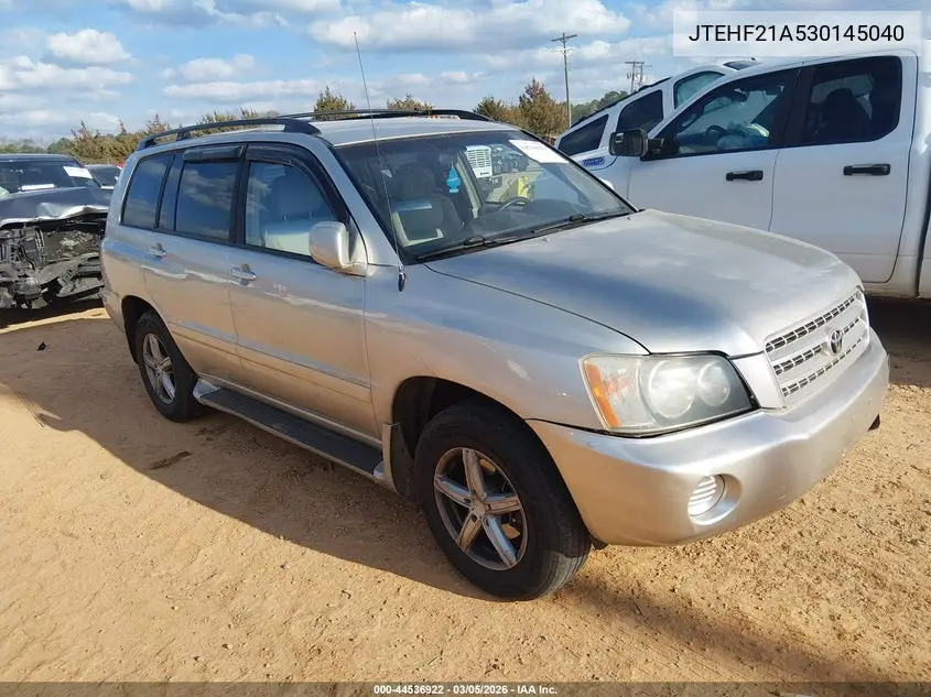 JTEHF21A530145040 2003 Toyota Highlander V6