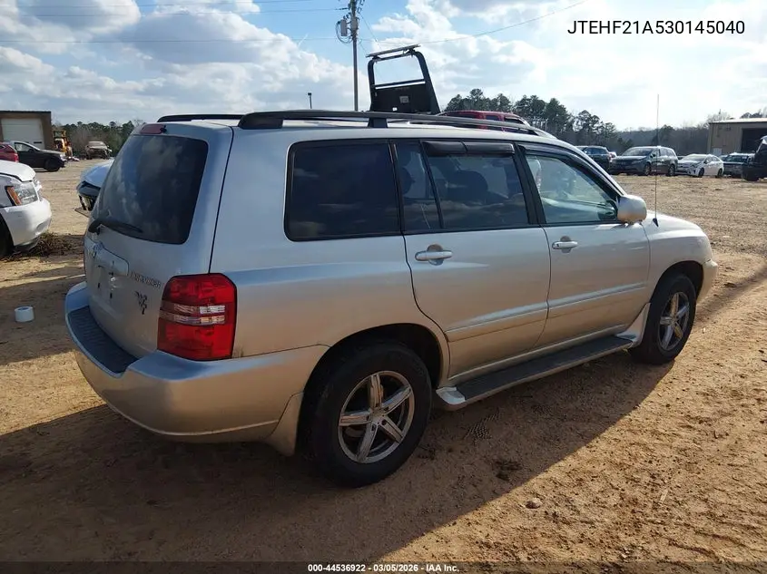 JTEHF21A530145040 2003 Toyota Highlander V6