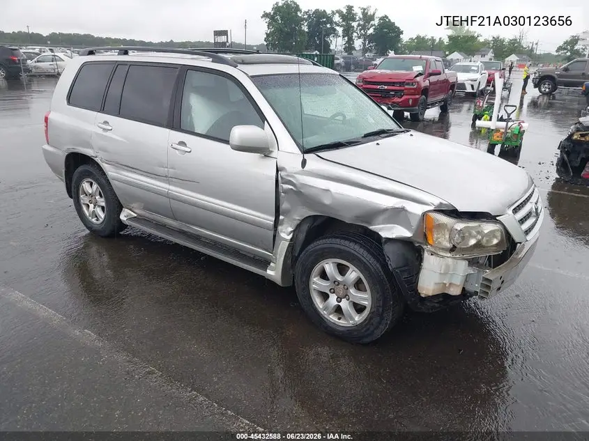 2003 Toyota Highlander V6 VIN: JTEHF21A030123656 Lot: 45432588