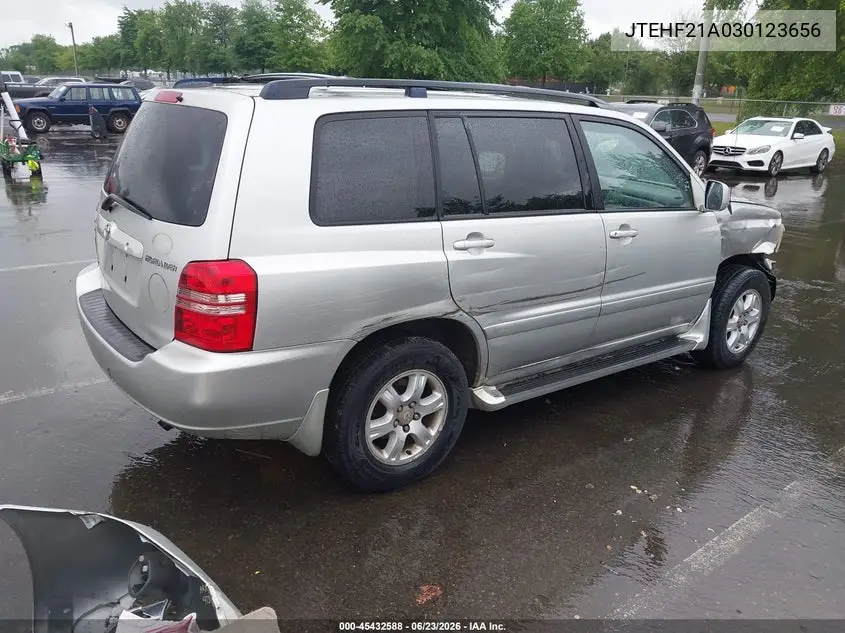 2003 Toyota Highlander V6 VIN: JTEHF21A030123656 Lot: 45432588