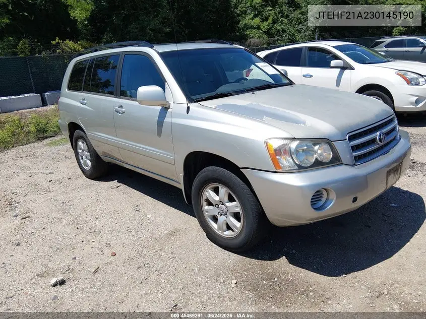 2003 Toyota Highlander V6 VIN: JTEHF21A230145190 Lot: 45469291