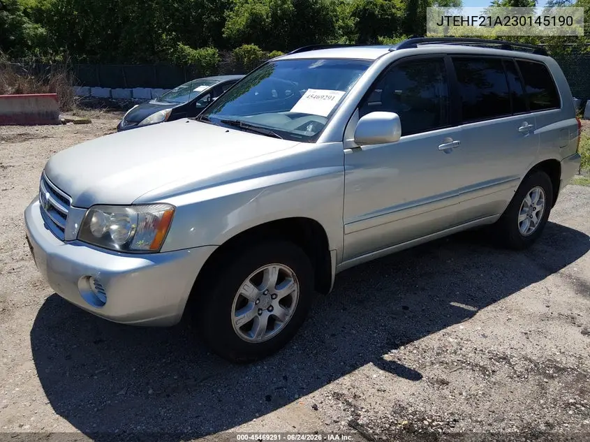 2003 Toyota Highlander V6 VIN: JTEHF21A230145190 Lot: 45469291