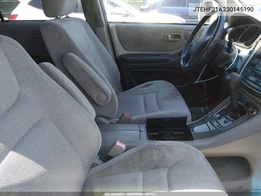 2003 Toyota Highlander V6 VIN: JTEHF21A230145190 Lot: 45469291
