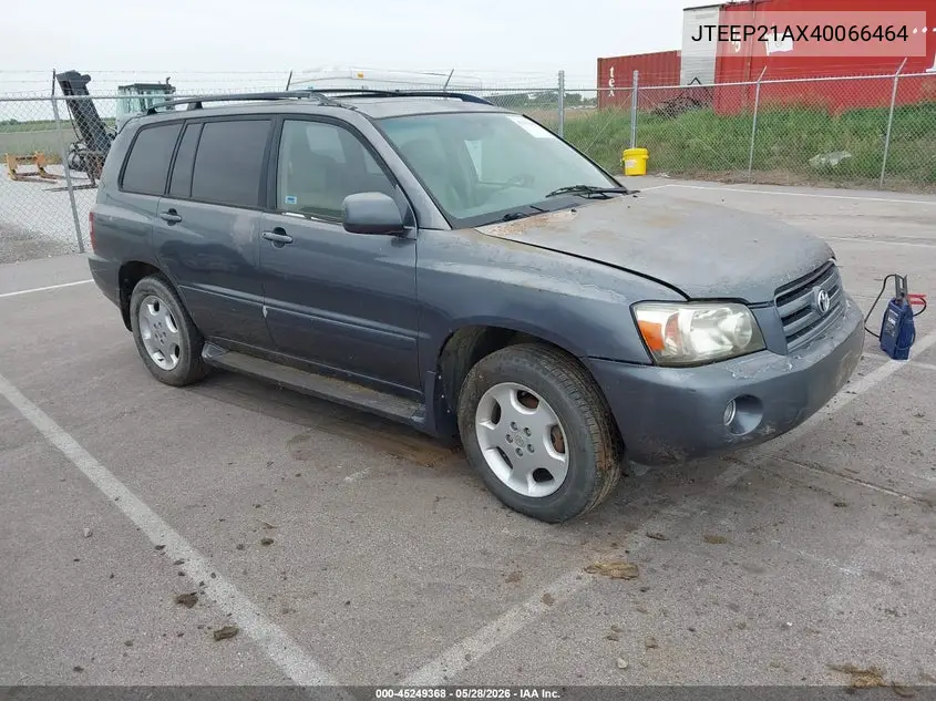 2004 Toyota Highlander VIN: JTEEP21AX40066464 Lot: 45249368