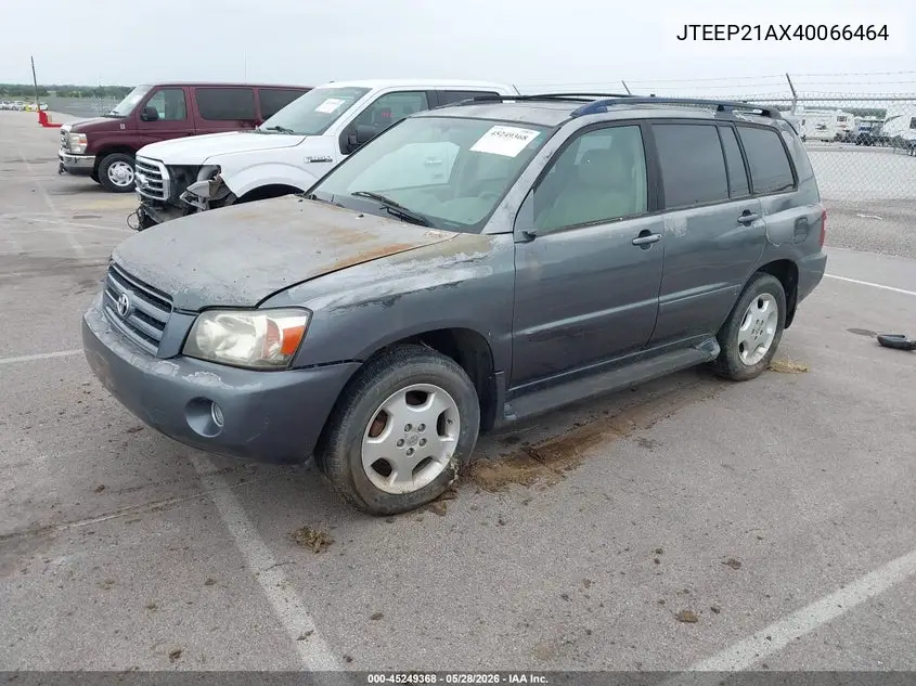 2004 Toyota Highlander VIN: JTEEP21AX40066464 Lot: 45249368