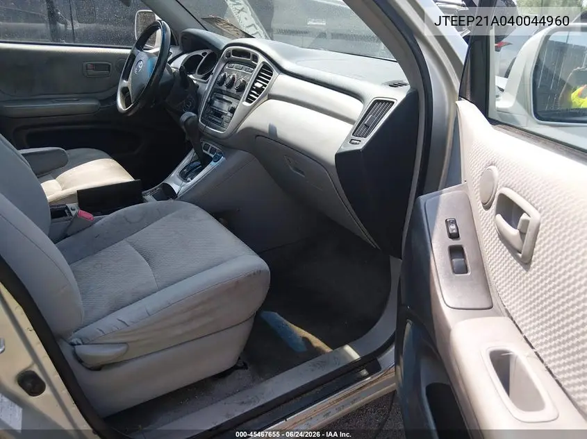 2004 Toyota Highlander V6 VIN: JTEEP21A040044960 Lot: 45467655