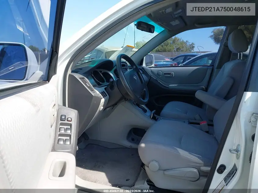 2005 Toyota Highlander V6 VIN: JTEDP21A750048615 Lot: 45462138