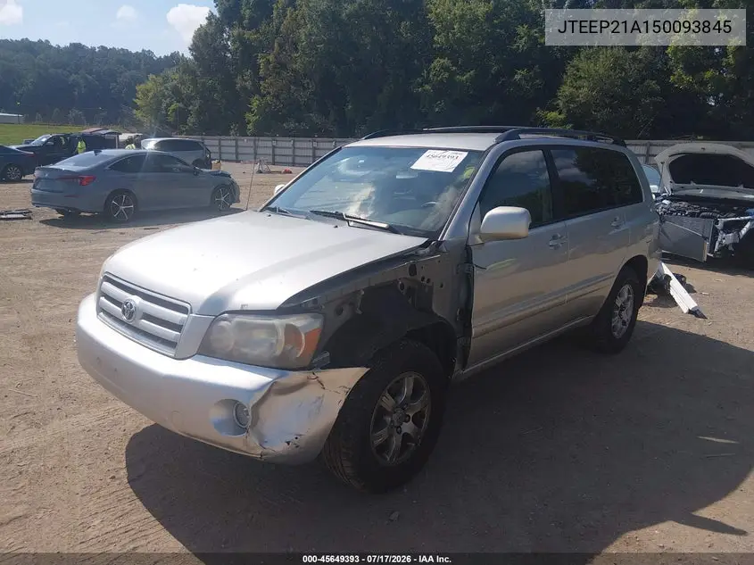 2005 Toyota Highlander V6 VIN: JTEEP21A150093845 Lot: 45649393