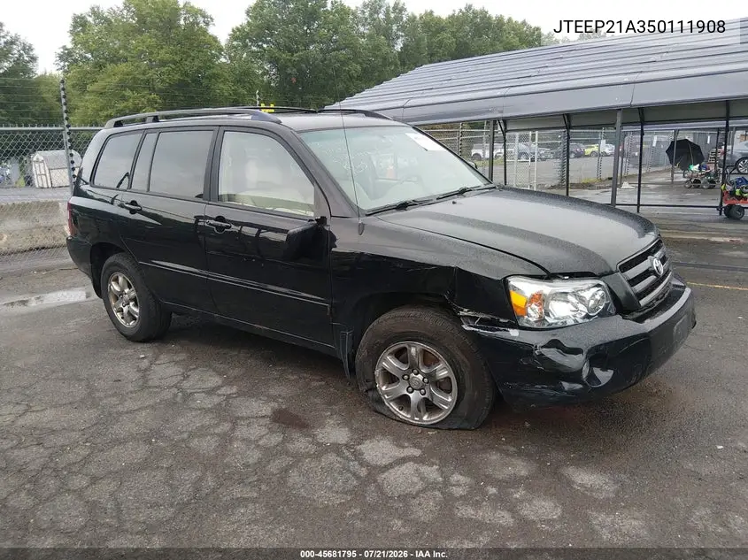 2005 Toyota Highlander V6 VIN: JTEEP21A350111908 Lot: 45681795