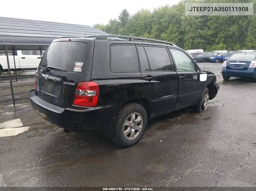 2005 Toyota Highlander V6 VIN: JTEEP21A350111908 Lot: 45681795