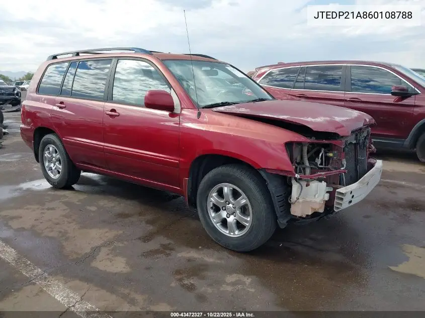 JTEDP21A860108788 2006 Toyota Highlander V6