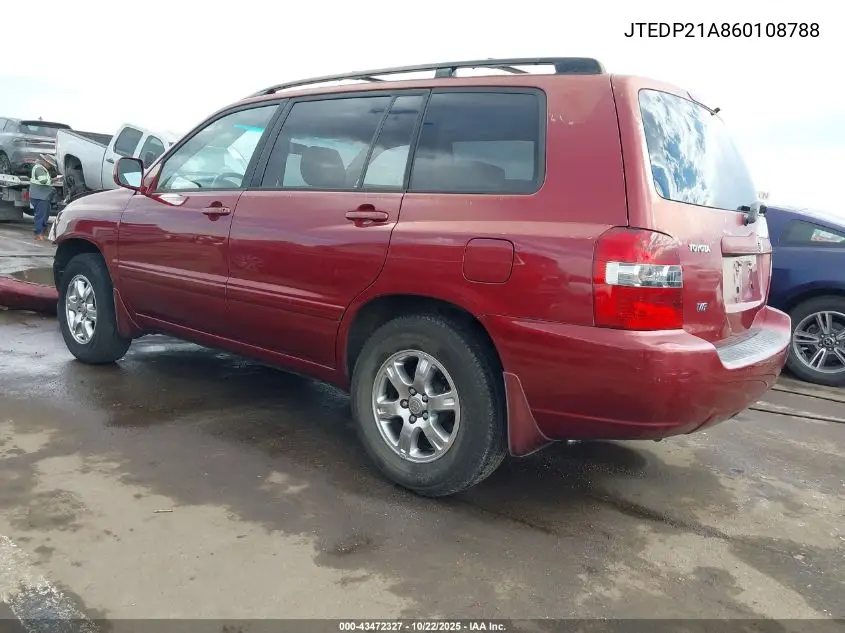 JTEDP21A860108788 2006 Toyota Highlander V6