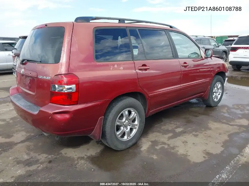 JTEDP21A860108788 2006 Toyota Highlander V6