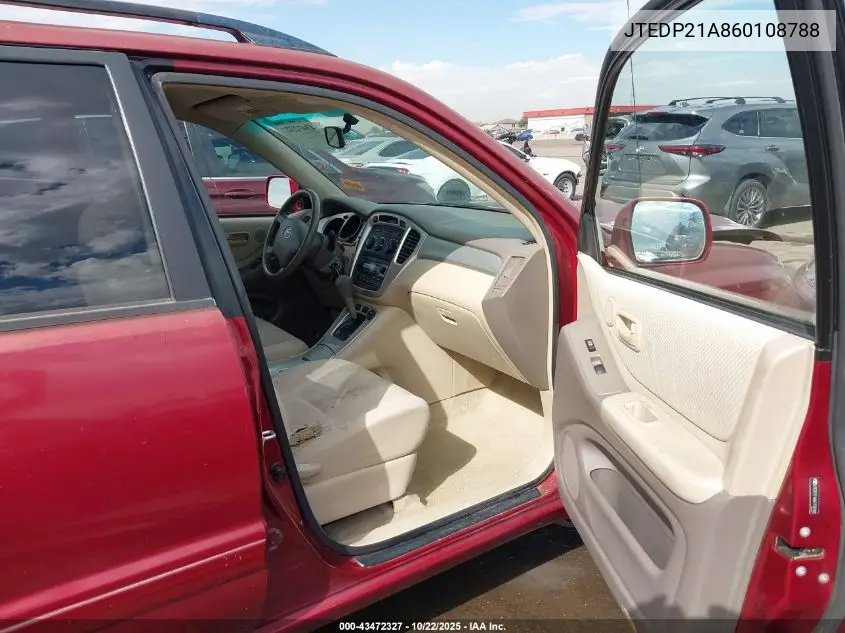 JTEDP21A860108788 2006 Toyota Highlander V6