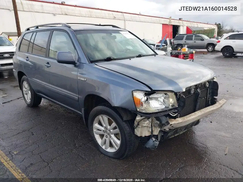 JTEDW21A160014528 2006 Toyota Highlander Hybrid V6