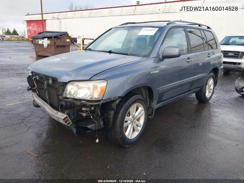 JTEDW21A160014528 2006 Toyota Highlander Hybrid V6