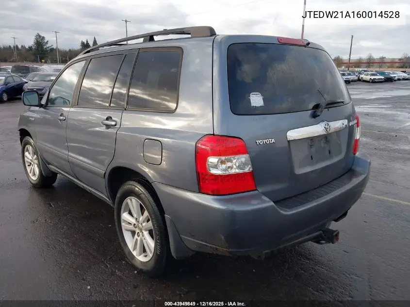 JTEDW21A160014528 2006 Toyota Highlander Hybrid V6