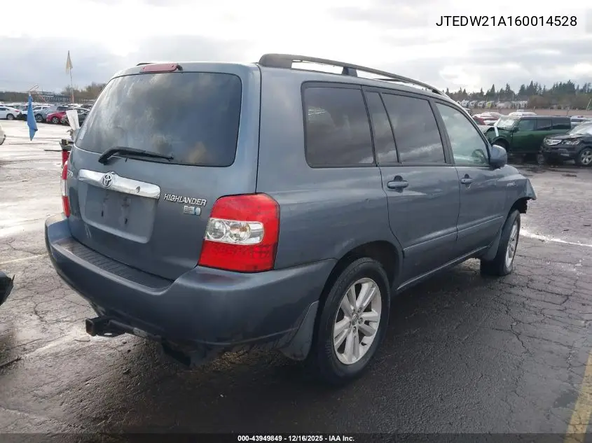 JTEDW21A160014528 2006 Toyota Highlander Hybrid V6