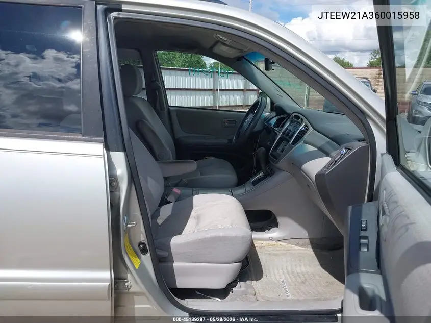 2006 Toyota Highlander Hybrid V6 VIN: JTEEW21A360015958 Lot: 45189297