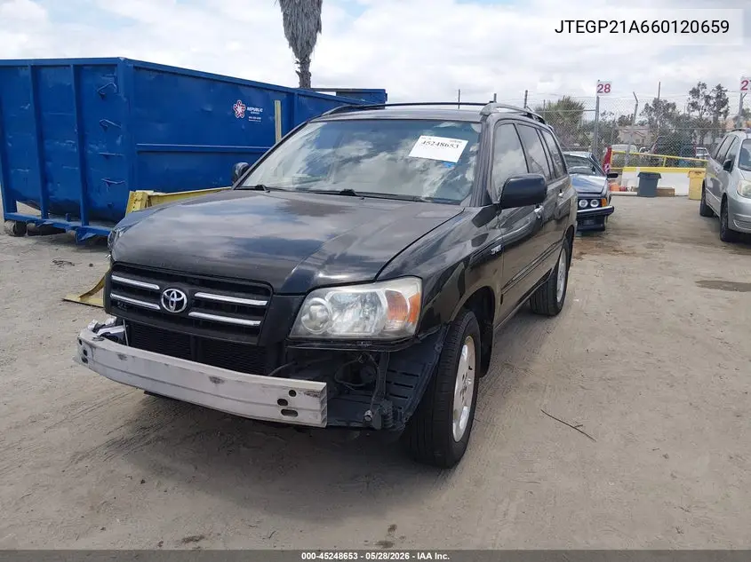 2006 Toyota Highlander Sport V6 VIN: JTEGP21A660120659 Lot: 45248653