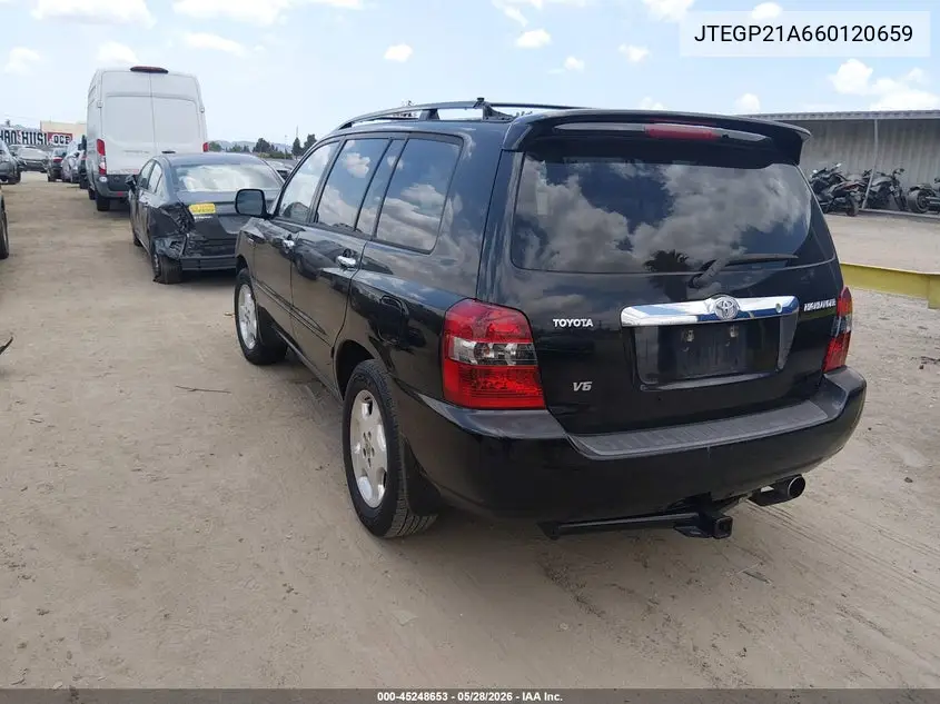 2006 Toyota Highlander Sport V6 VIN: JTEGP21A660120659 Lot: 45248653