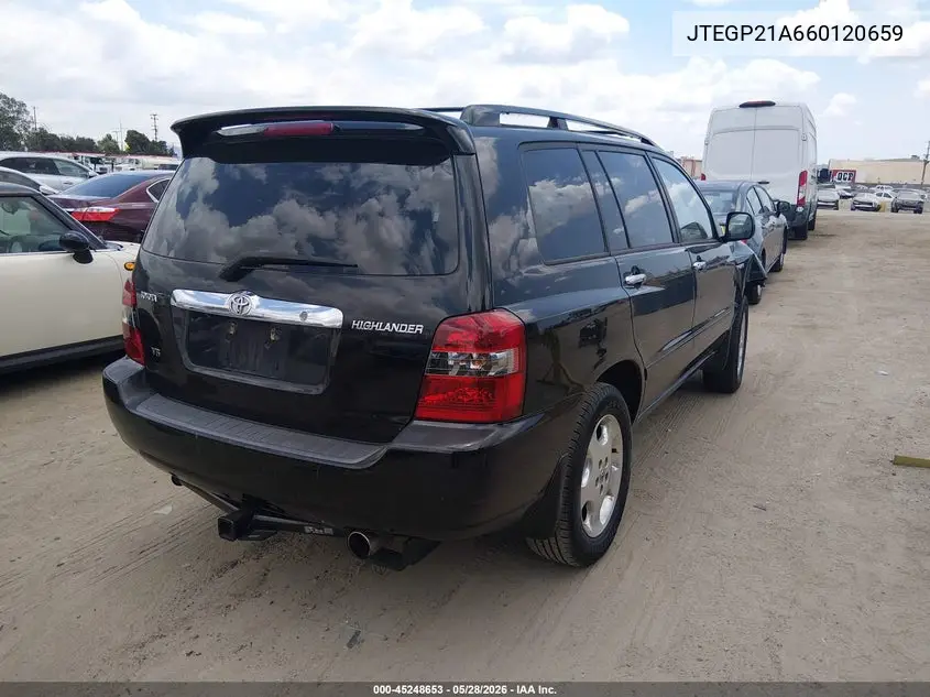 2006 Toyota Highlander Sport V6 VIN: JTEGP21A660120659 Lot: 45248653