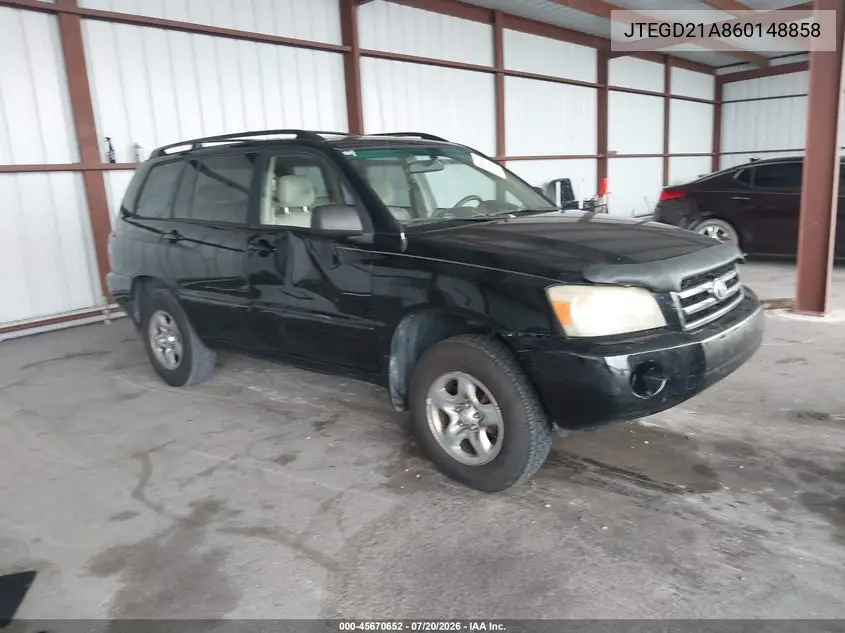 2006 Toyota Highlander VIN: JTEGD21A860148858 Lot: 45670652