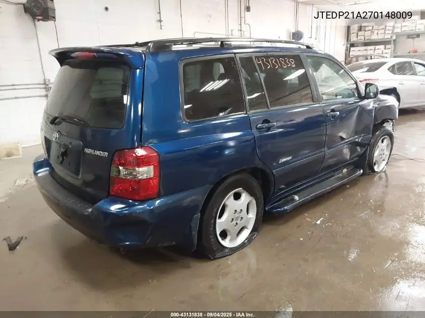 JTEDP21A270148009 2007 Toyota Highlander Limited V6