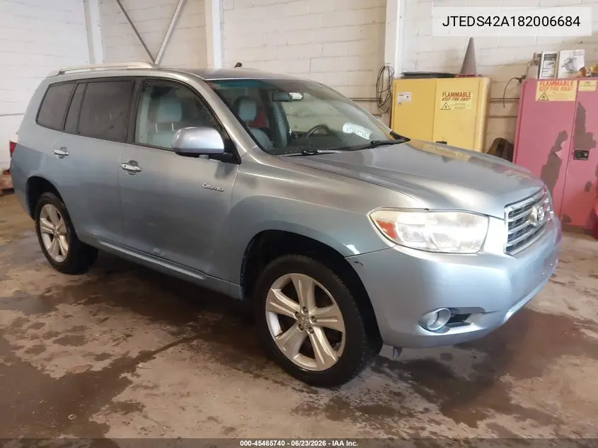 2008 Toyota Highlander Limited VIN: JTEDS42A182006684 Lot: 45465740