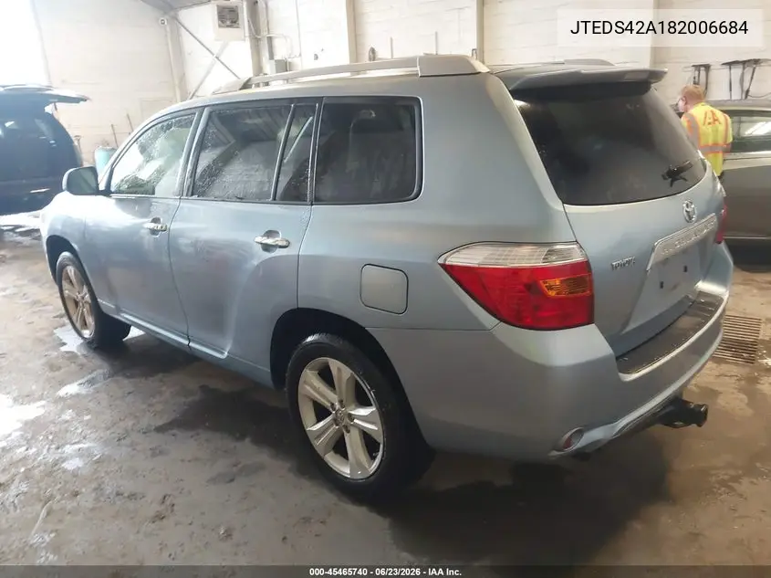 2008 Toyota Highlander Limited VIN: JTEDS42A182006684 Lot: 45465740