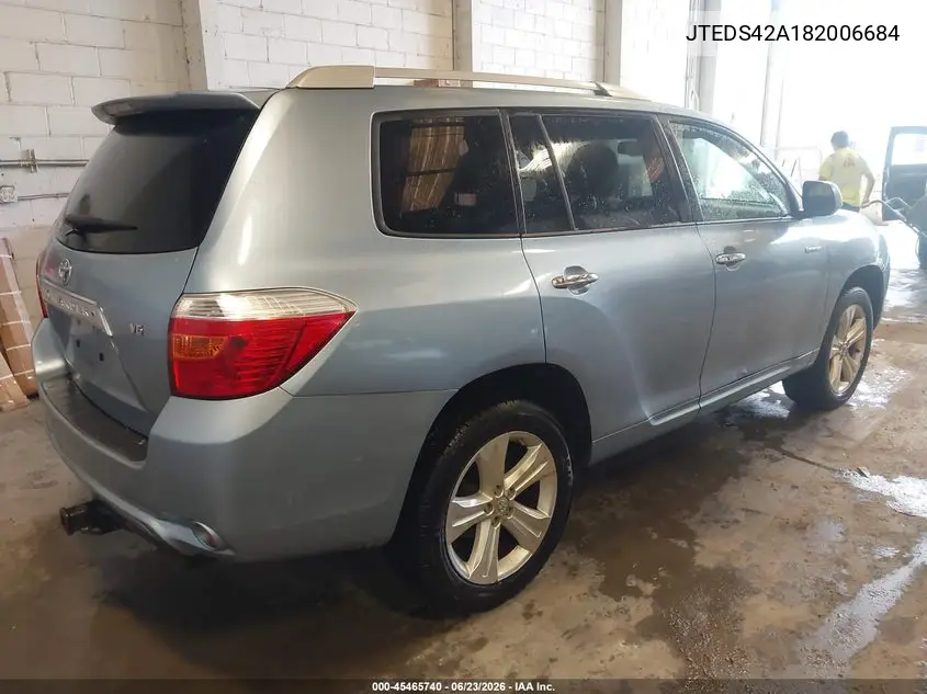 2008 Toyota Highlander Limited VIN: JTEDS42A182006684 Lot: 45465740