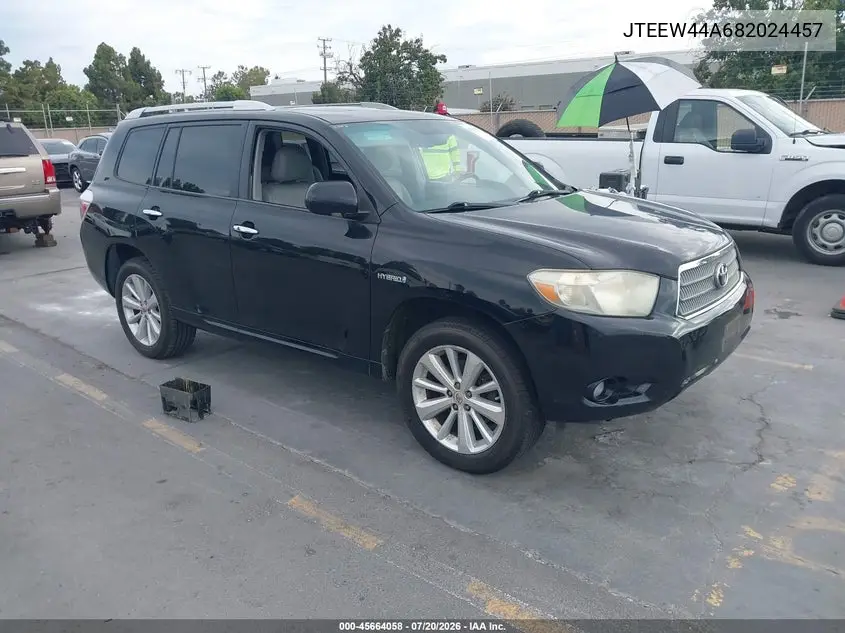 2008 Toyota Highlander Hybrid Limited VIN: JTEEW44A682024457 Lot: 45664058