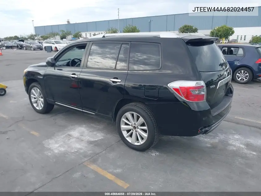 2008 Toyota Highlander Hybrid Limited VIN: JTEEW44A682024457 Lot: 45664058