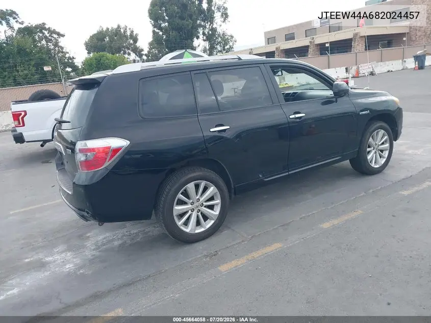 2008 Toyota Highlander Hybrid Limited VIN: JTEEW44A682024457 Lot: 45664058