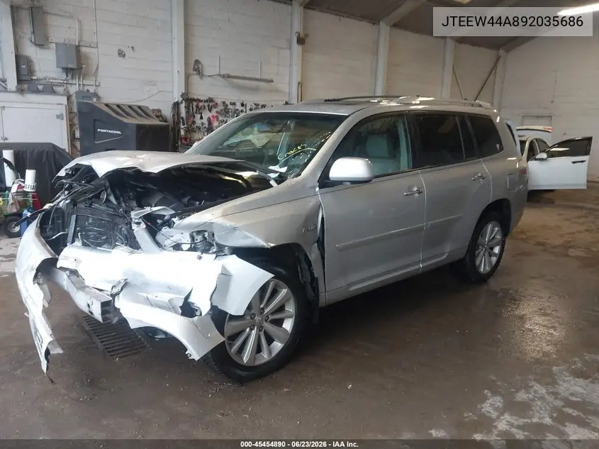 2009 Toyota Highlander Hybrid Limited VIN: JTEEW44A892035686 Lot: 45454890