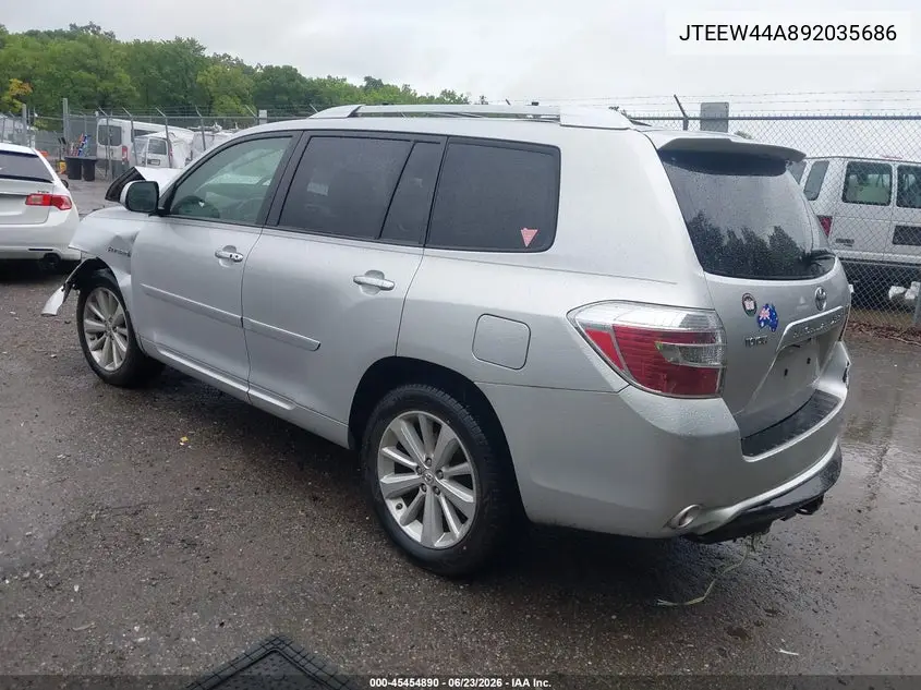 2009 Toyota Highlander Hybrid Limited VIN: JTEEW44A892035686 Lot: 45454890
