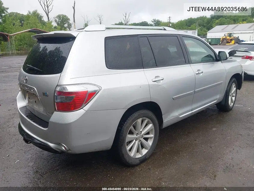 2009 Toyota Highlander Hybrid Limited VIN: JTEEW44A892035686 Lot: 45454890