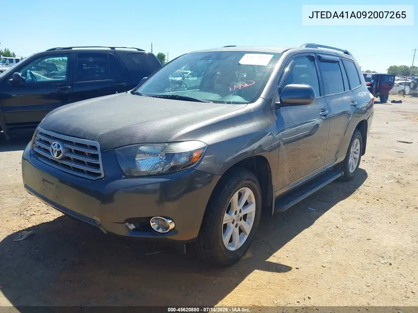 2009 Toyota Highlander VIN: JTEDA41A092007265 Lot: 45620880